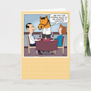 Funny Horse Servitör Birthday Kort