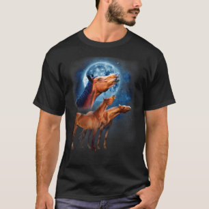 Funny Horse Shirts - Horses Howling vid Måne T Shirt