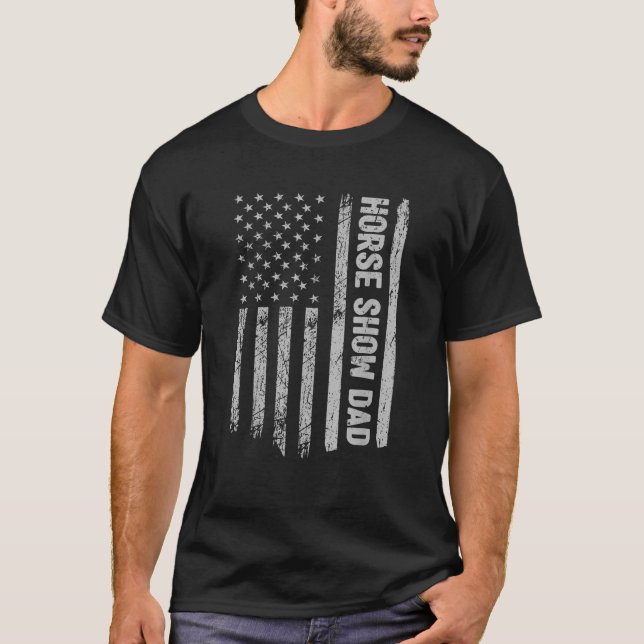 Funny Horse Show Pappa America US Flagga Patriot V T Shirt (Framsida)