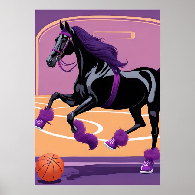 Funny Horse Spela Basketball Poster (Framsidan)