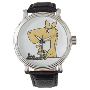 Funny Horse Spela upp Chess Watch Armbandsur