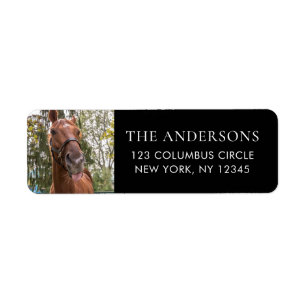 Funny Horse Sticking Out Tunga Returadress Etikett