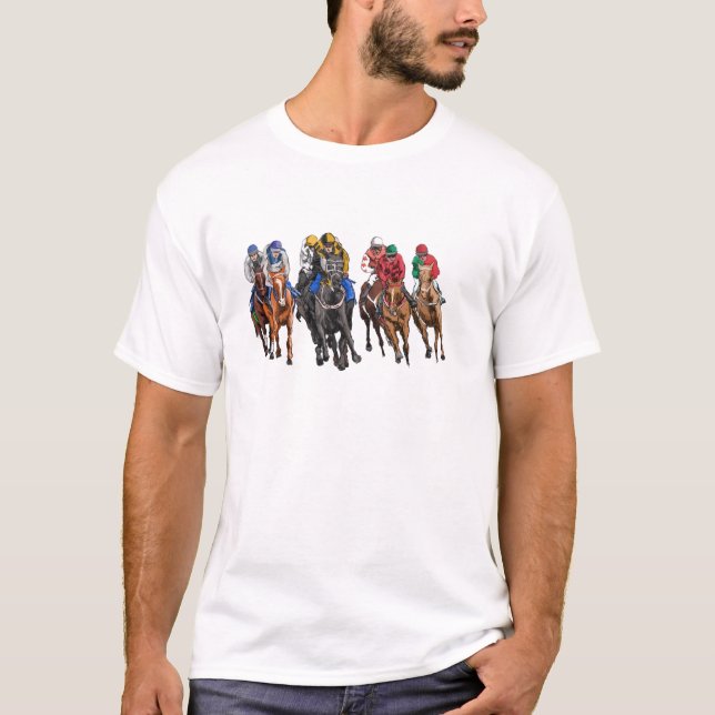 Funny Horse Tävla Jockey Racer Derby Rider Tävling T Shirt (Framsida)