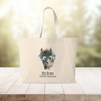 Funny Horse Teacher Gift Jumbo Tygkasse