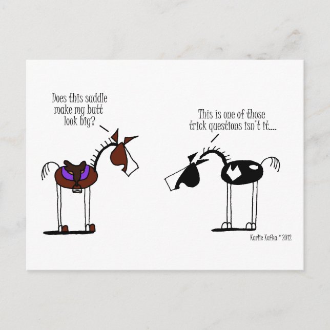 Funny Horse Tecknad Vykort (Framsida)