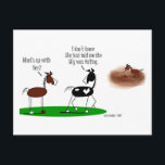 Funny Horse Tecknad Vykort<br><div class="desc">En av hästarna i hjorden tror att himmel faller och de andra två försöker ta figur på varför.</div>