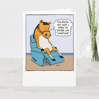 Funny Horse upptäcker Sitta under födelsedag Kort