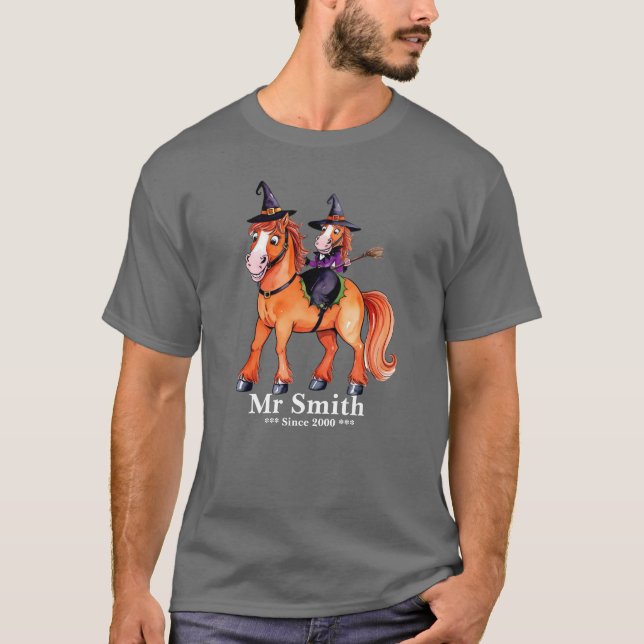 Funny Horse Witch Couple T-Shirt Tri-Blend Shirt (Framsida)