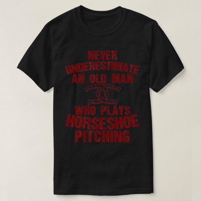 Funny Horseshoe Pitching Gift Cool Old Man Throw G T Shirt (Design framsida)