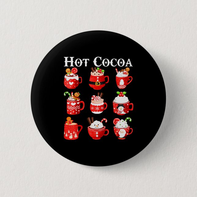 Funny Hot Cocoa Santa Elf C Merry Christmas Pajama Knapp (Framsida)
