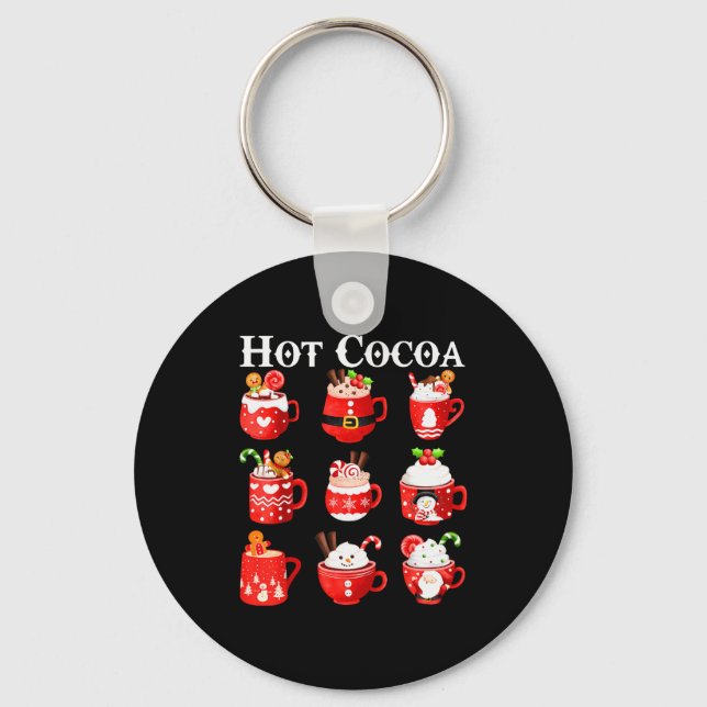 Funny Hot Cocoa Santa Elf C Merry Christmas Pajama Nyckelring (Framsida)