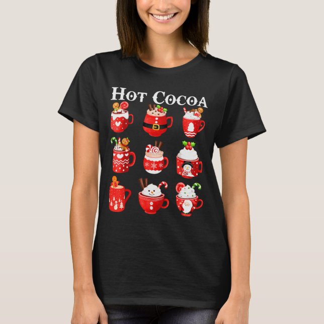 Funny Hot Cocoa Santa Elf C Merry Christmas Pajama T Shirt (Framsida)