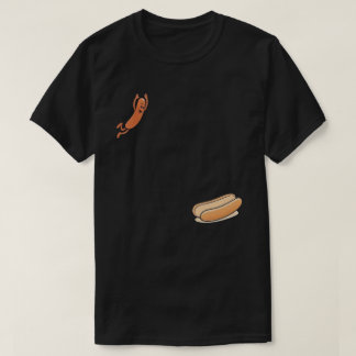 Funny Hot Dog Jumping Into Bun – Cute Sausage Cart T Shirt