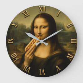 Funny Hot Dog Mona Lisa Stor Klocka