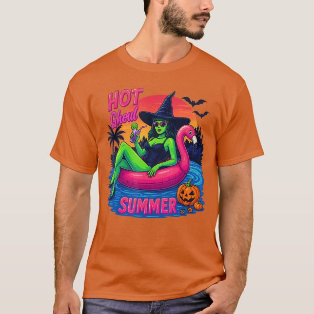 Funny HOT GHOUL SUMMER Summerween Vibes Skeleton I T Shirt (Framsida)