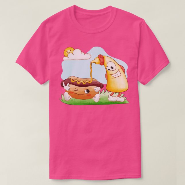Funny Hotdog och Mustard T Shirt (Design framsida)