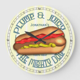 Funny Hotdog Personlig Kitchen Clock Stor Klocka