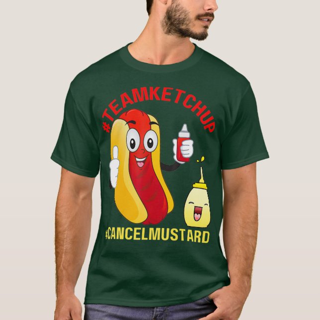 Funny Hotdog Team Ketchup Cancel Mustard Hotdog T Shirt (Framsida)