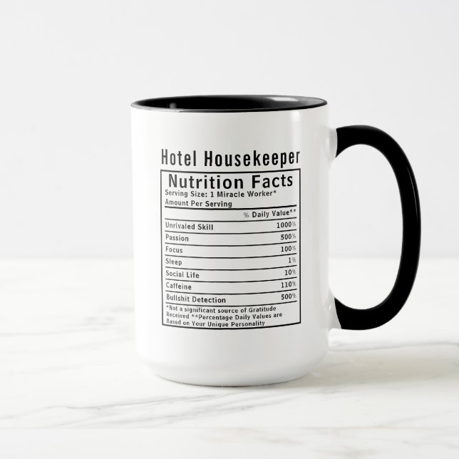 Funny Hotel Housekeeper Nutrition Facts Worker  Mugg (Höger)