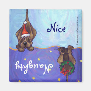 Funny Hound Hund Naughty Nice Helgdag Magnet