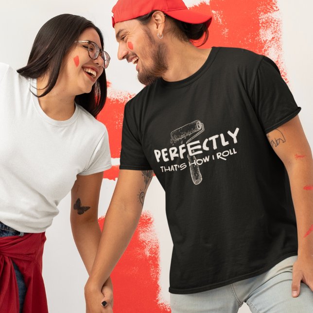 Funny House Painter Roller and Paint Mörk T Shirt (Skapare uppladdad)