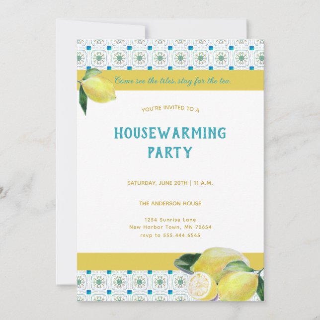Funny HouseuppvärmTea Party Boho Humous Teal Inbjudningar (Framsida)