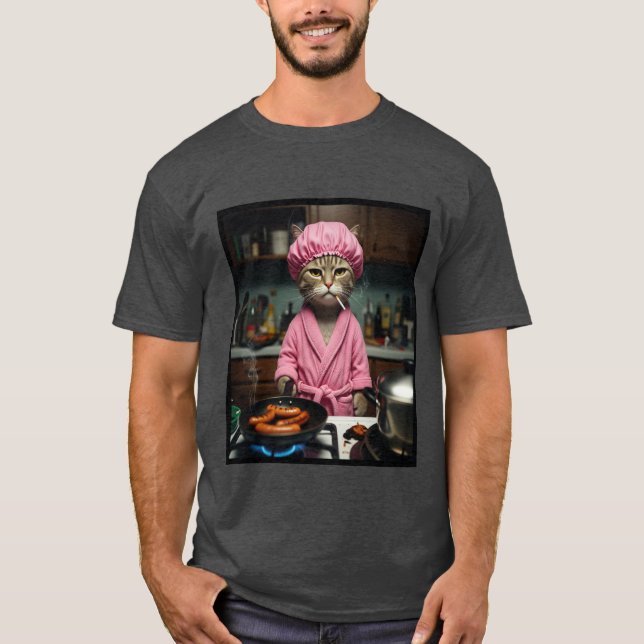 Funny Housewife Cat Meme Gen Z Men's Basic T-Shirt (Framsida)