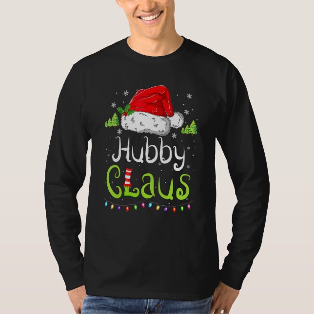Funny Hubby Claus jul Pajamas Santa Hat Fami T Shirt (Framsida)