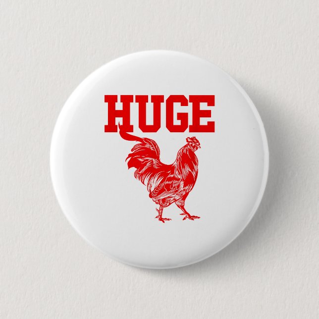Funny Huge Mens Rooster Graphic  Knapp (Framsida)