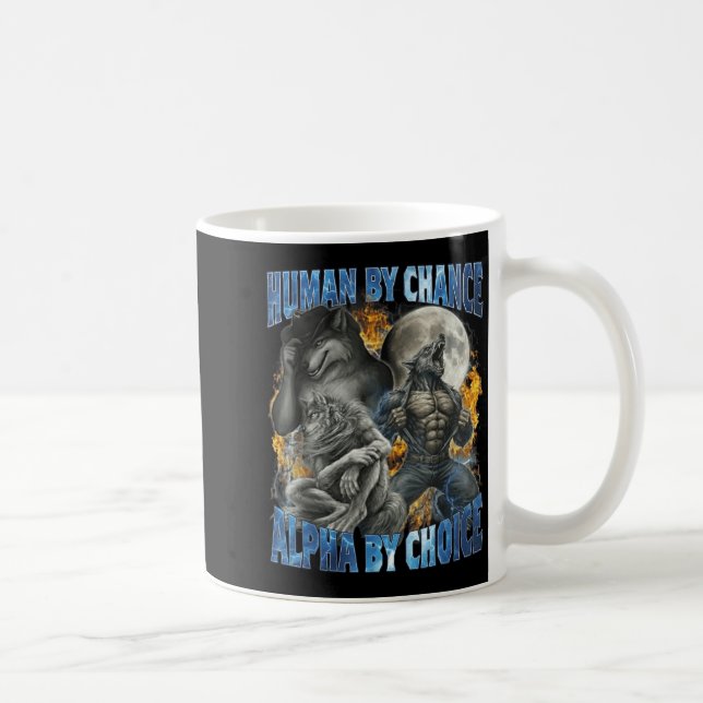 Funny Human By Chance Alpha By Choice Wolf Matchin Kaffemugg (Höger)
