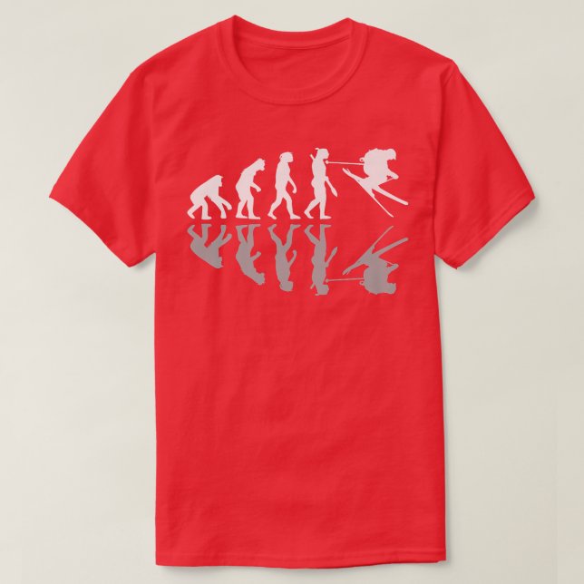 Funny Human Evolution Skiing Humor Ski Snowboard W T Shirt (Design framsida)