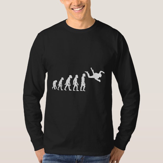 Funny Human Skydiving Evolution Freefall Skydiver T Shirt (Framsida)