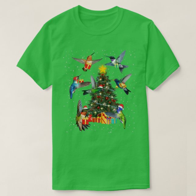 Funny Hummingbird Christmas Tree Hummingbird Lover T Shirt (Design framsida)