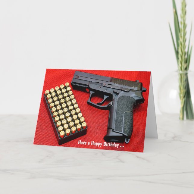 Funny Humor Gun-födelsedagskort Helgkort (Framsida)
