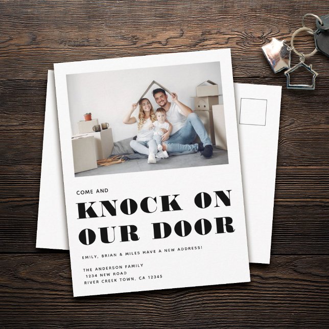 Funny Humor Ny adress Simple Photo Flytta Meddelande Vykort (Skapare uppladdad)