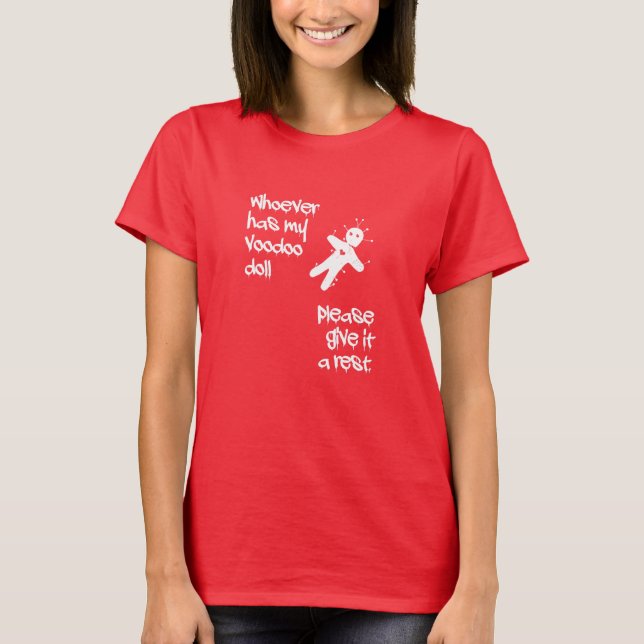 Funny Humor. Voodoo Doll Halloween Tee (Framsida)