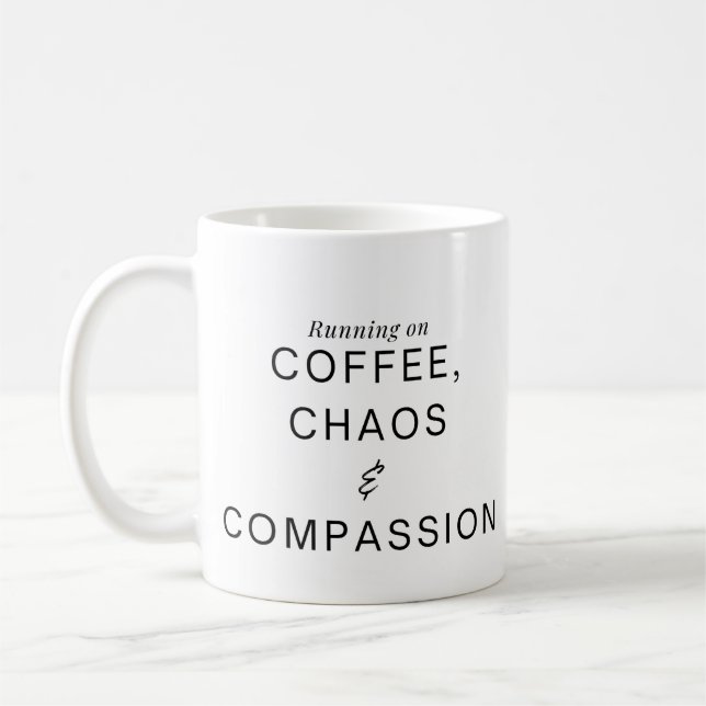 Funny Humorous Nurse Coffee and Compassion  Kaffemugg (Vänster)