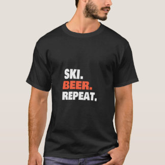 Funny Humous Coola Roligt Ski Skiing Skier Beer Kä T Shirt