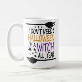 Funny Humous Halloween Witch Broomstick Kaffemugg