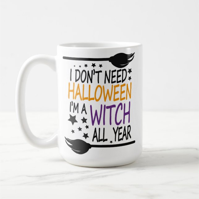 Funny Humous Halloween Witch Broomstick Kaffemugg (Vänster)
