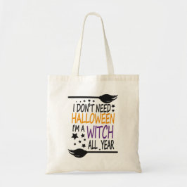 Funny Humous Halloween Witch Broomstick Tygkasse