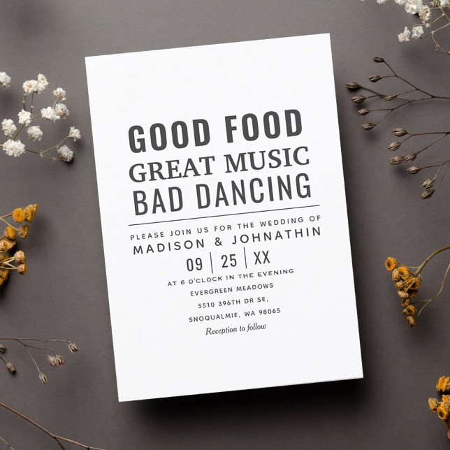 Funny Humous Modern Black & White Bröllop Inbjudningar (Skapare uppladdad)