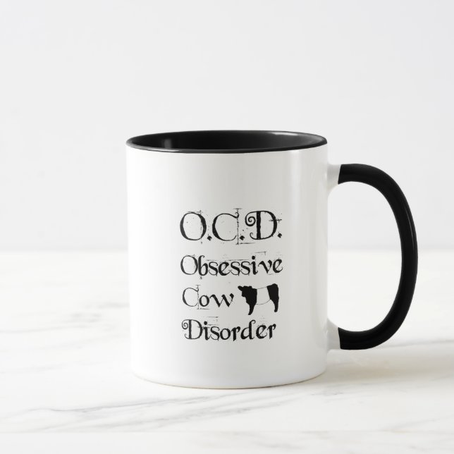 Funny Humous OCD Obsessivt Cow Disorder Belder Mugg (Höger)