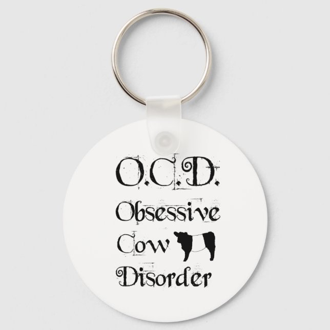 Funny Humous OCD Obsessivt Cow Disorder Belder Nyckelring (Framsida)