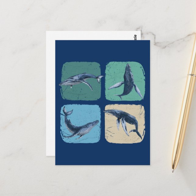 Funny Humpback Whale Watching Vykort (Fram/Back In Situ)