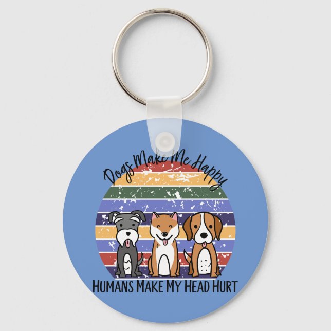 Funny Hund gör mig Lycklig Nyckelring (Framsida)