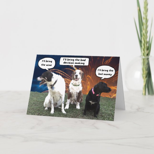 Funny Hund Planerar en minnesvärd födelsedag Kort (Framsida)