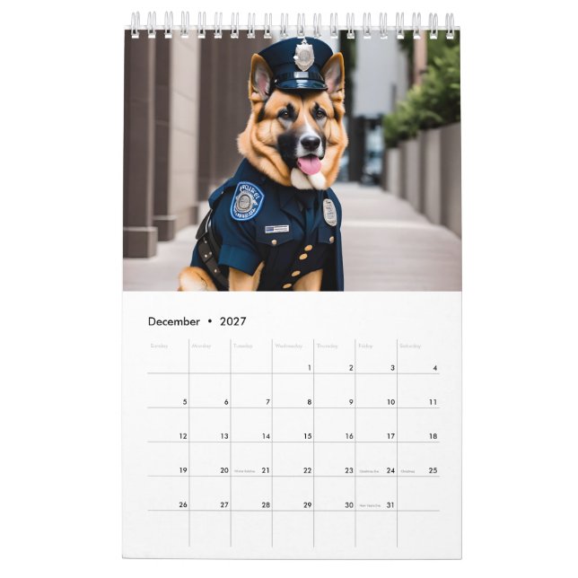 Funny Hundar som är poliser Kalender (Dec 2027)