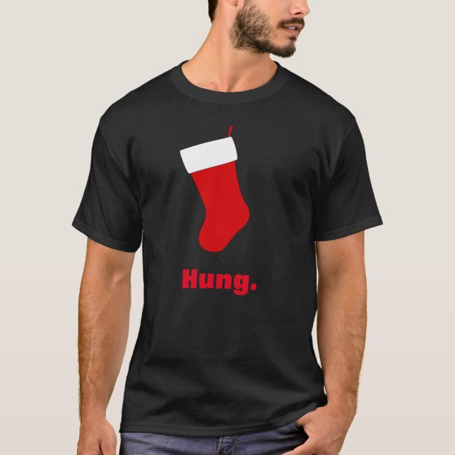 Funny Hung Stocking Christmas T-Shirt (Framsida)