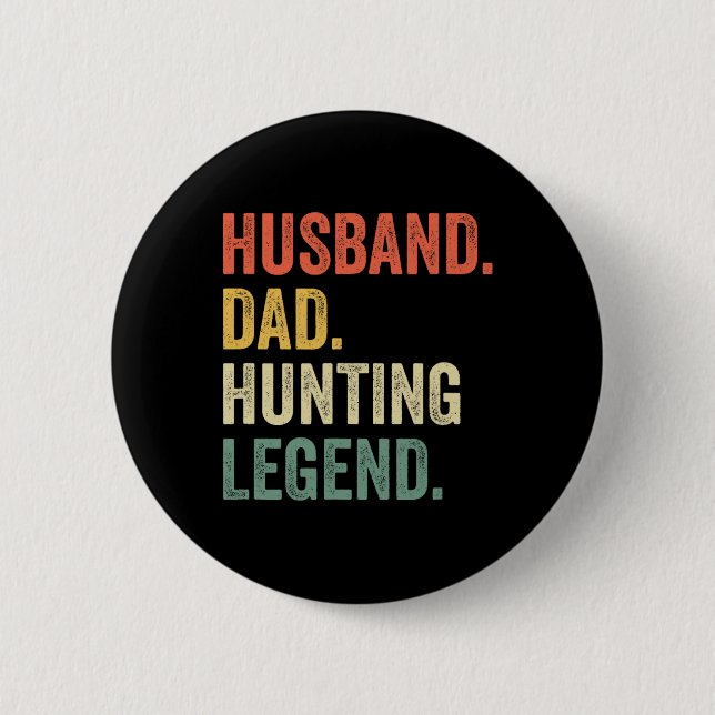 Funny Hunter Husbynd Pappa Hunting Legend Vintage Knapp (Framsida)